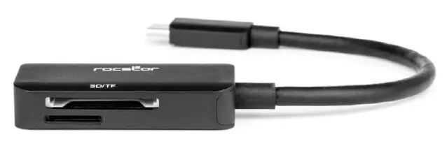 rocstor Y10A252-B1 USB Type-C External Multi Media Memory Card Reader SDHC MicroSD