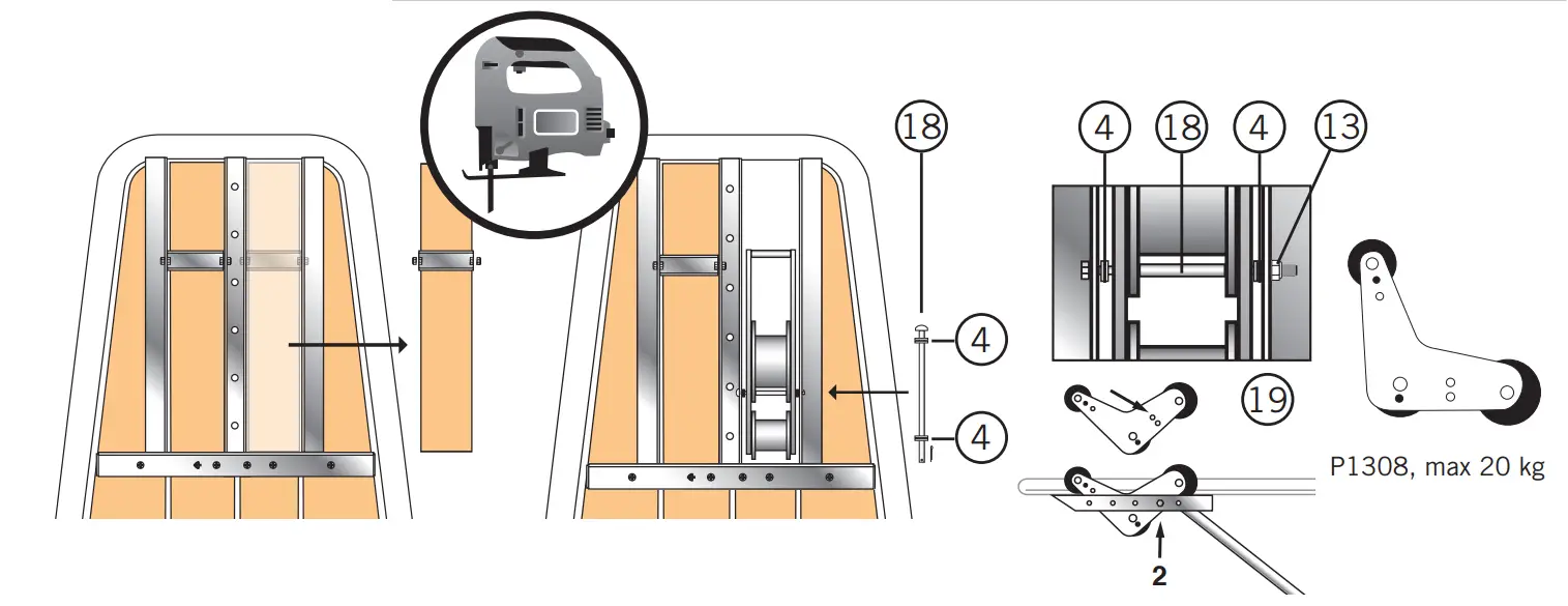 Fit the plate on the bottom of the teak