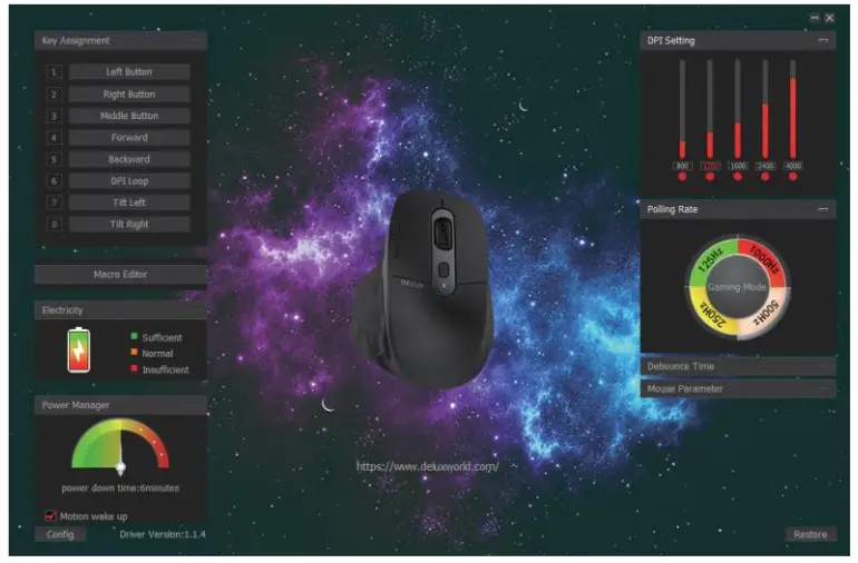 DELUX M912DB Ergonomics LED Screen Display Wireless Gaming Mouse - fig1