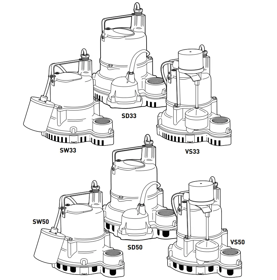 PENTAIR SW SD VS33 and 50 Submersible Sump Effluent Pumps - Figure 1
