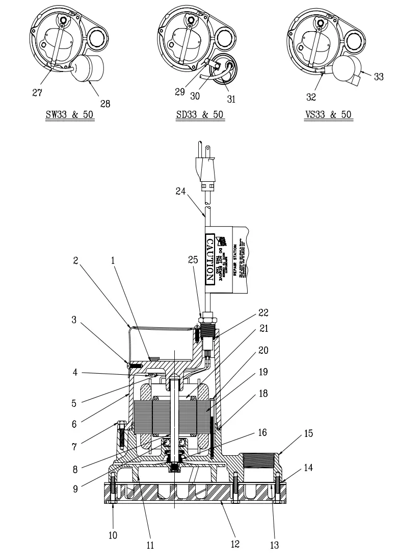 PENTAIR SW SD VS33 and 50 Submersible Sump Effluent Pumps - Figure 5