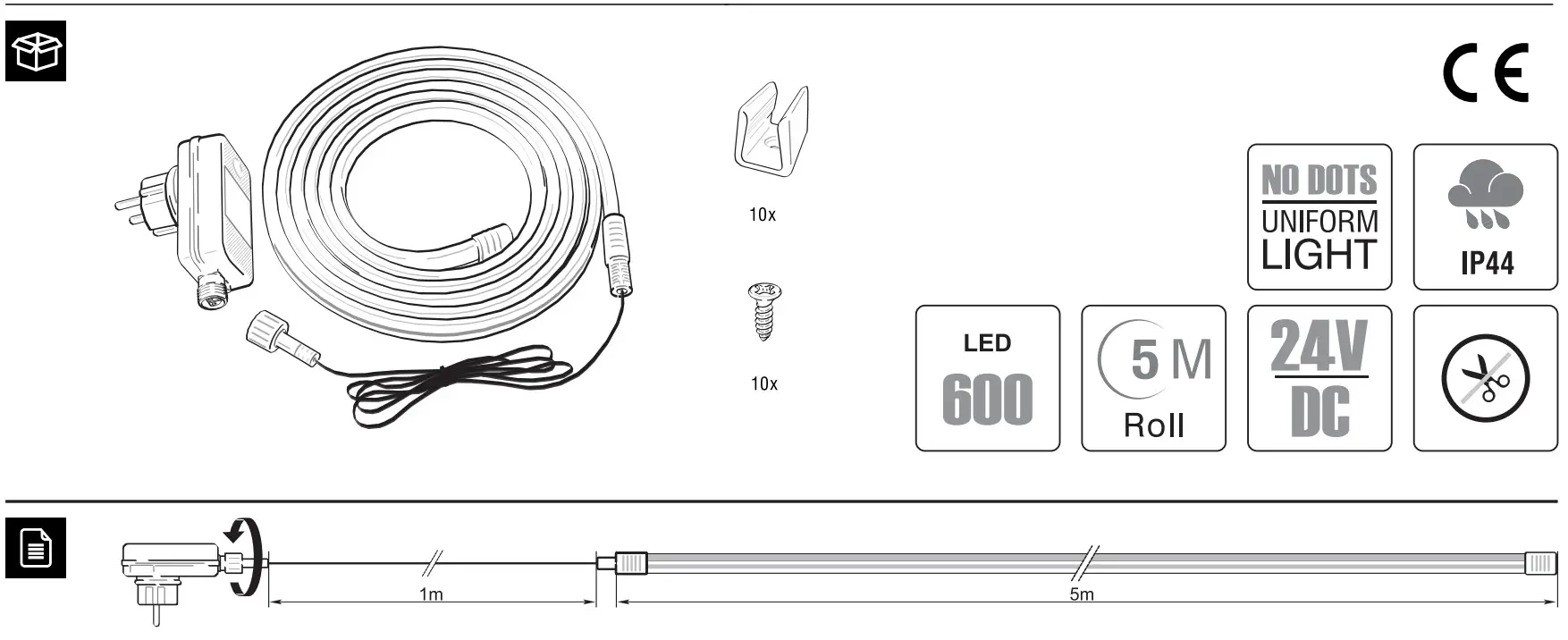 eurolite 50499903 LED Neon Flex 24V 5m Red Set - FIGURE