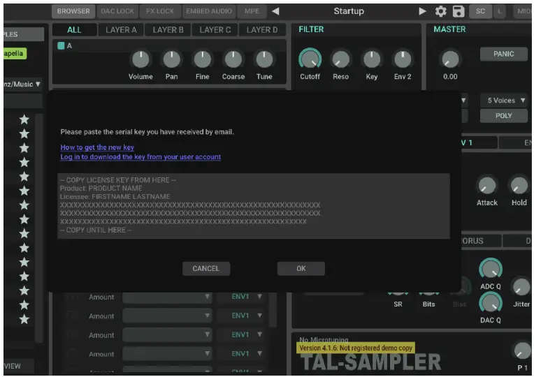 TAL Software TAL-Sampler Special Sample Player Plug - Registration