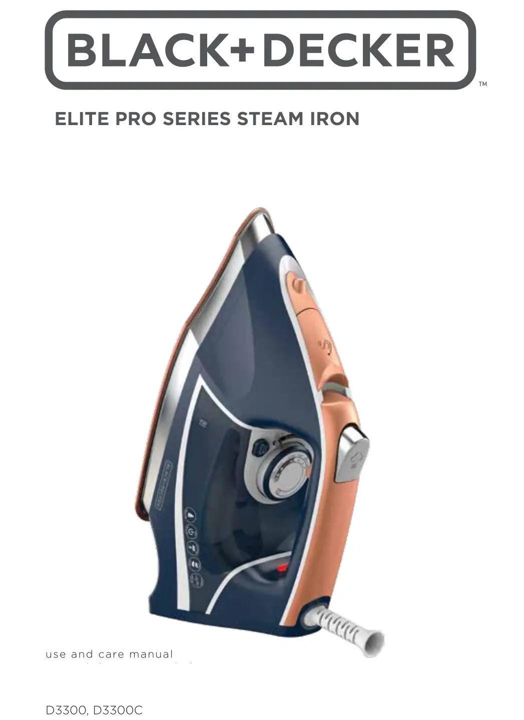 BLACK DECKER D3300 Elite Pro Series Steam Iron User Manual