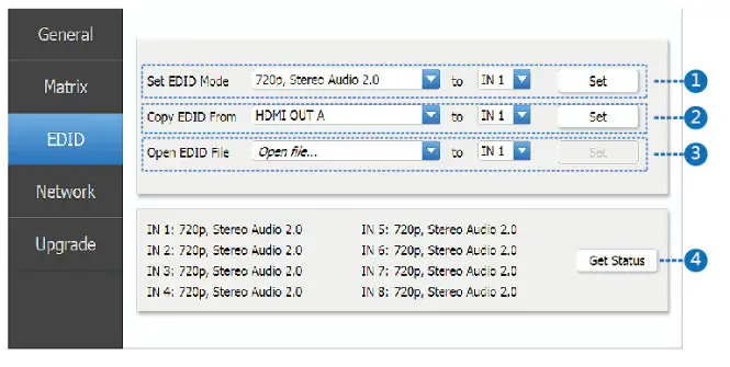 BZBGEAR BG UM 88ANS 8x8 HDMI 18Gbps Matrix with Audio- EDID page
