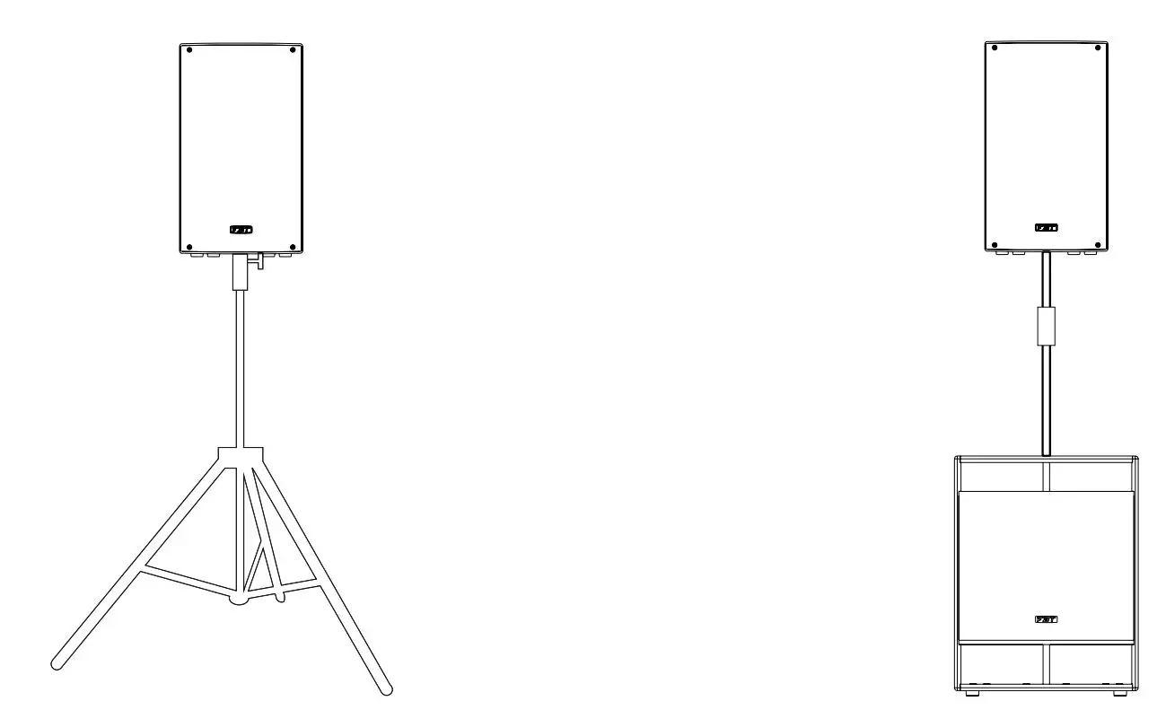 FBT XLITE 110A Processed Active Speaker Instructions - INSTALLATION ON TRIPOD STAND