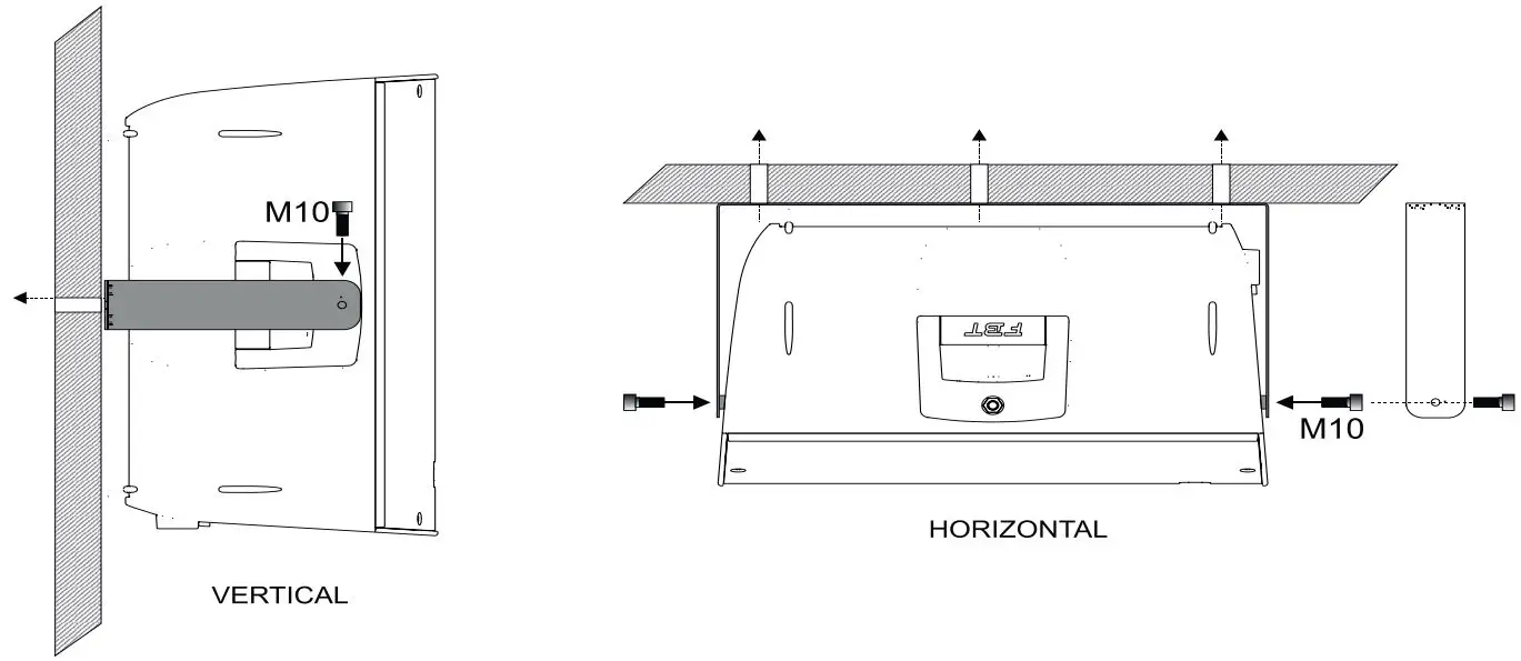 FBT XLITE 110A Processed Active Speaker Instructions - SUSPENSION BY WALL BRACKET