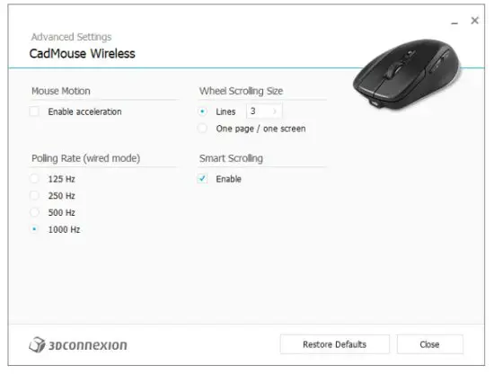 3Dconnexion CadMouse Compact Wireless - Advanced Settings