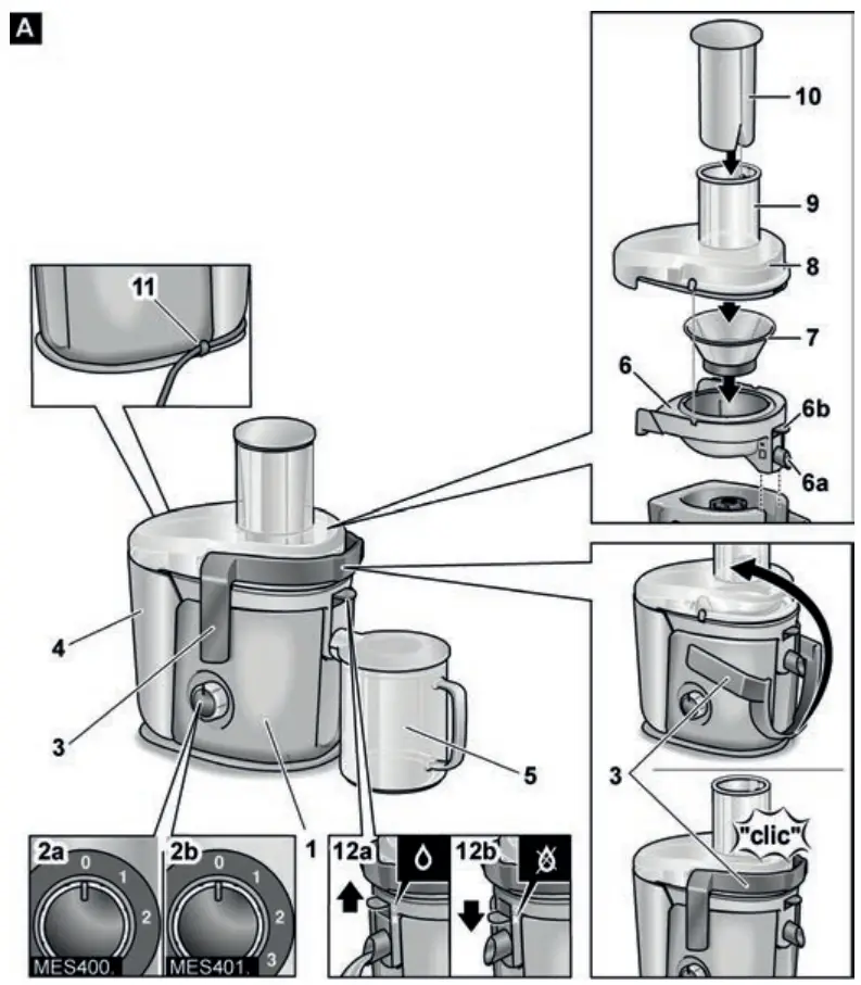 BOSCH MES4000GB Centrifugal Juicer - Fig A