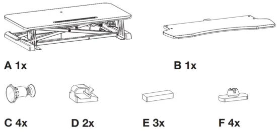VonHaus 3000154 Electric Sit Stand Rising Workstation - COMPONENTS