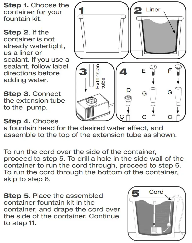 TotalPond 52411 Container Fountain Kit WITH LED Lights Instruction Manual - OPERATION INSTRUCTIONS