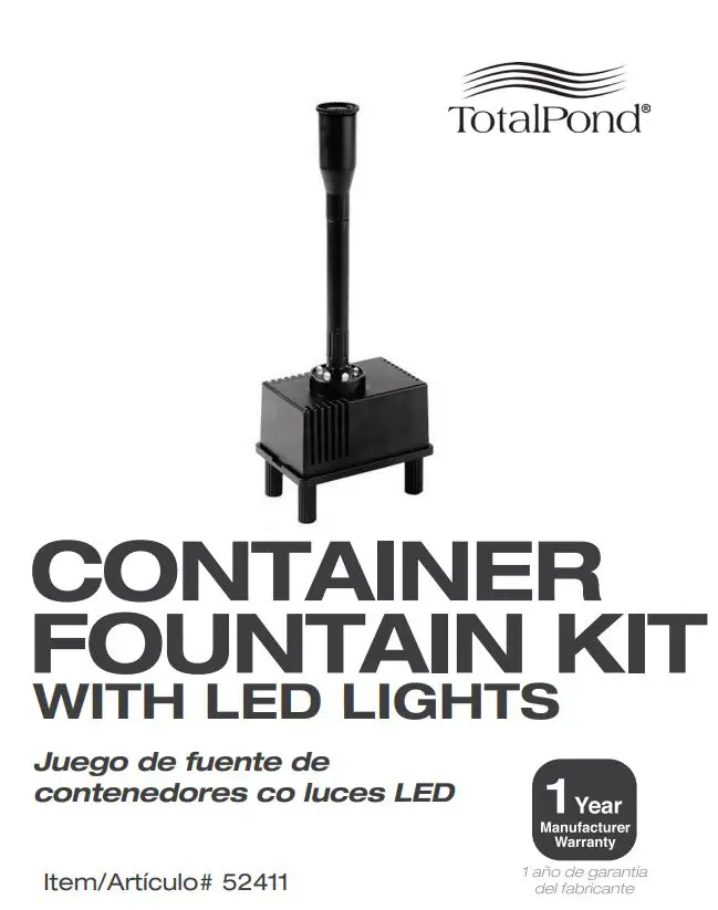 TotalPond 52411 Container Fountain Kit WITH LED Lights Instruction Manual