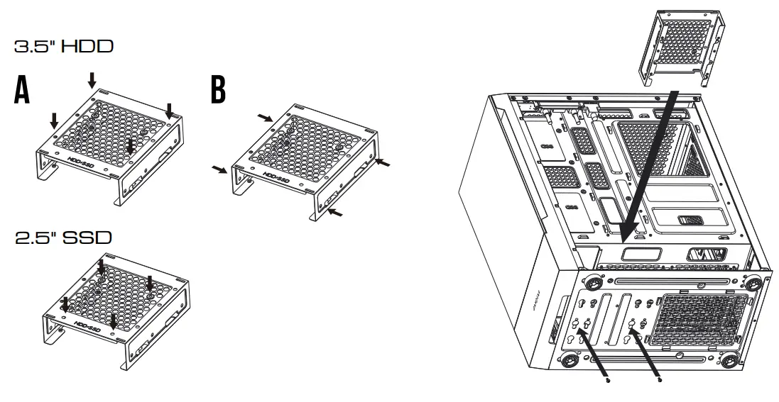 GAMDIAS TALOS E3 Mid Tower Case - HDD INSTALLATION