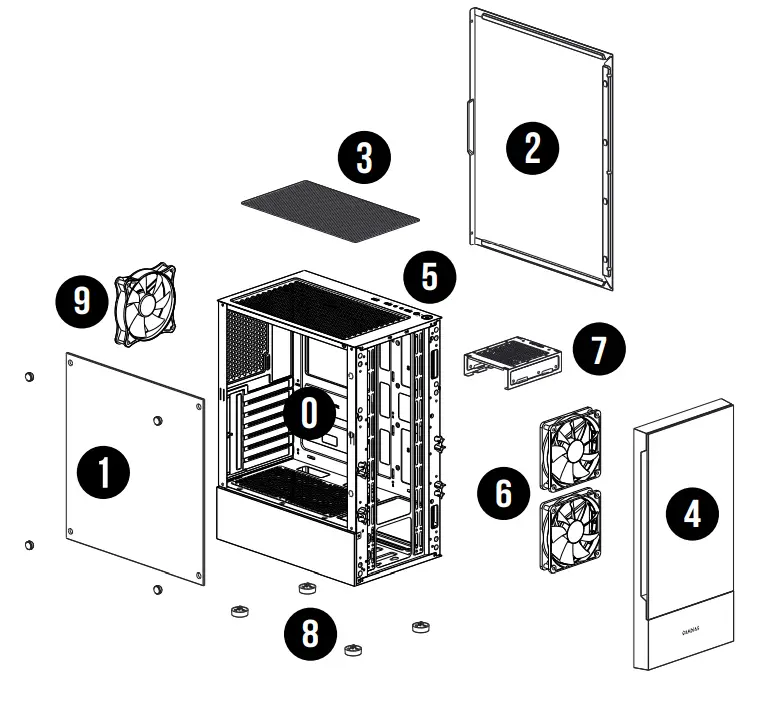 GAMDIAS TALOS E3 Mid Tower Case - PARTS