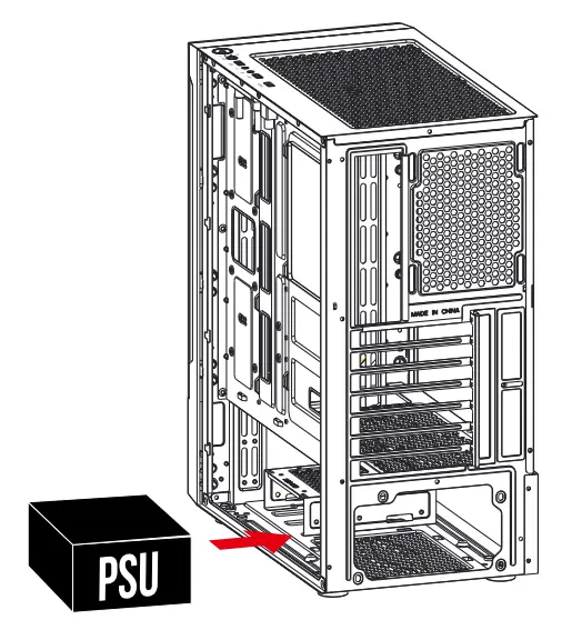 GAMDIAS TALOS E3 Mid Tower Case - PSU INSTALLATION