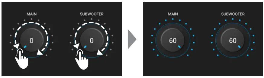 Adjustment of Main Volume/ Subwoofer Volume
