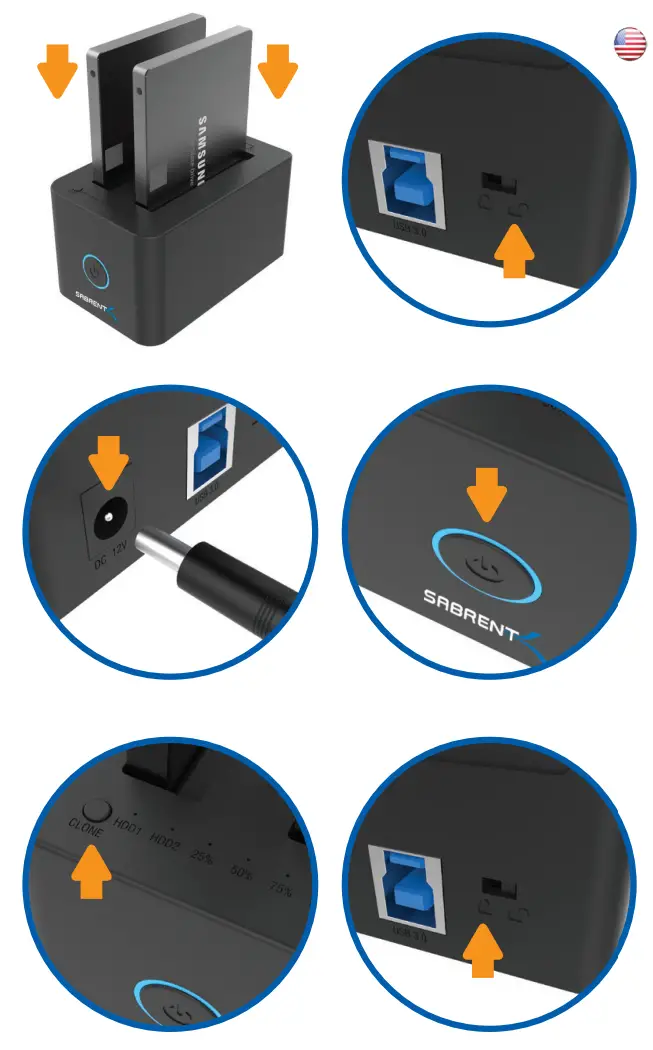 Sabrent DS 2SSD USB 3 0 TO SSD 2.5 SATA DUAL BAY HARD DRIVE DOCKING STATION - fig 1
