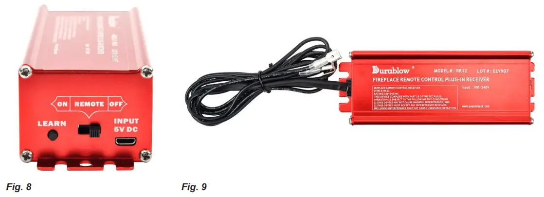 Durablow Gas Fire Fireplace On Off Remote Control - LEARN PAIR TRANSMITTER