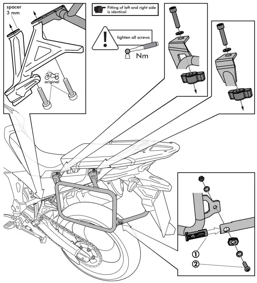 TOURATECH Stainless ZEGA EVO Luggage System for Honda CRF1100L User Manual - Mounting Instructions
