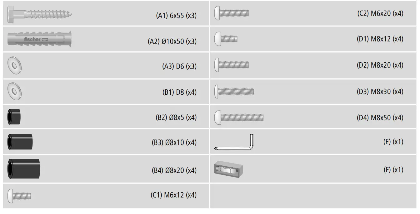 hama 00118080 TV Wall Bracket - Tools