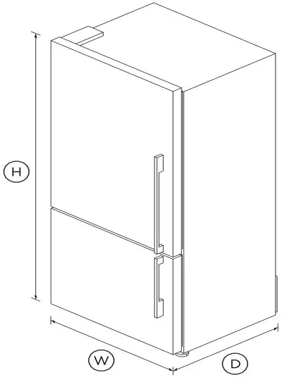 FISHER PAYKEL RF522BLXFD5 79cm Freestanding Refrigerator Freezer - DIMENSIONS