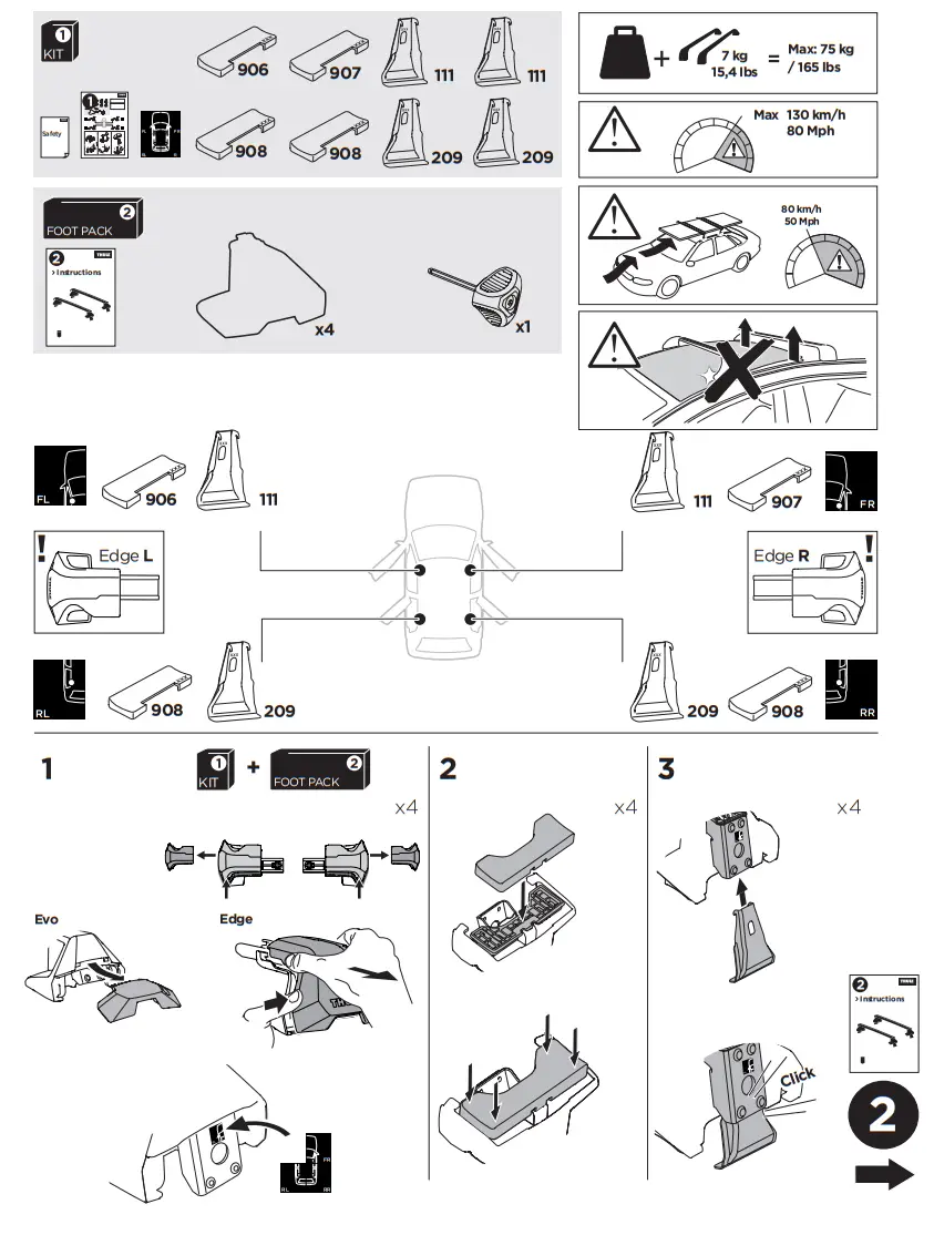 THULE 145323 Evo Square Bar Roof Rack-