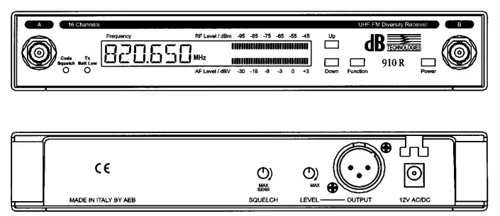 Performer Line Uhf 16 Channels Wireless Microphone System Technical Specifications