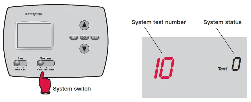 Honeywell Programmable Thermostat PRO TH4110B - Installer system test