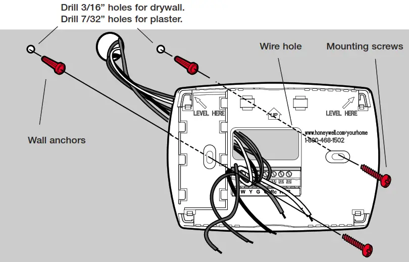 Honeywell Programmable Thermostat PRO TH4110B - Wallplate installation 1