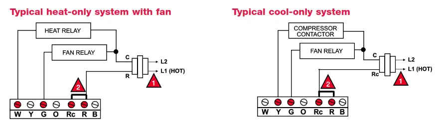Honeywell Programmable Thermostat PRO TH4110B - Wiring diagrams 3
