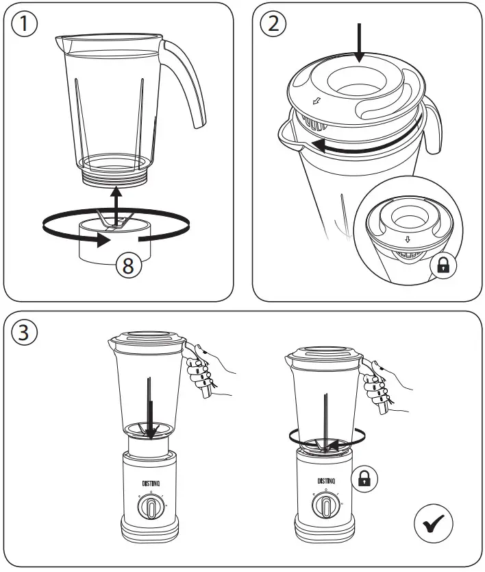 DISTINQ 380 Watt Smoothie Blender - assambly2