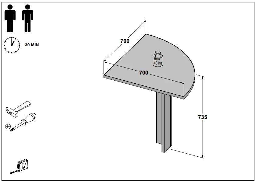 FORTE-CLFB90-Clif-Corner-Desk-90°-Old-Wood-and-Concrete-FIG-1