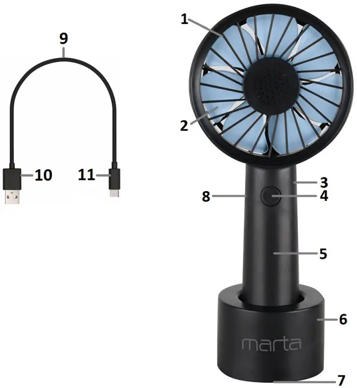 MARTA MT FN2549 Portable USB Fan