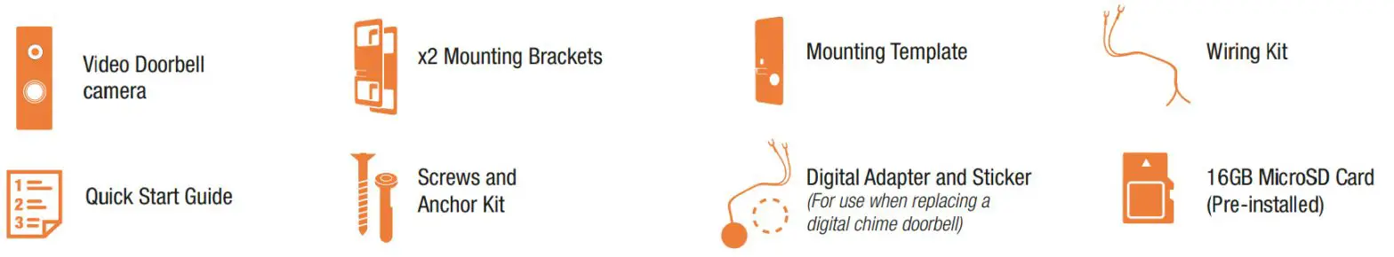 Cameron AMZ30DB HD Video Doorbell - In the Box
