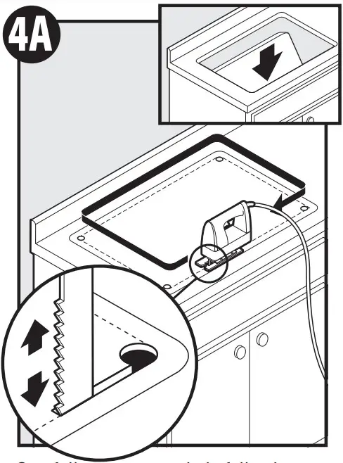 Carefully cut counter