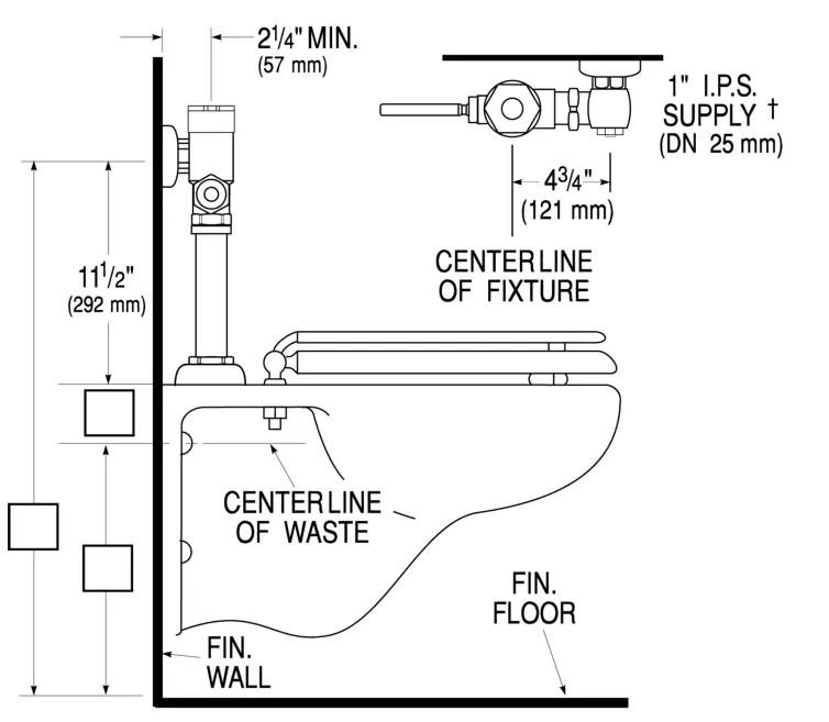 SLOAN GEM-2 111-1.28-XL Closet Flushometer - ROUGH-IN