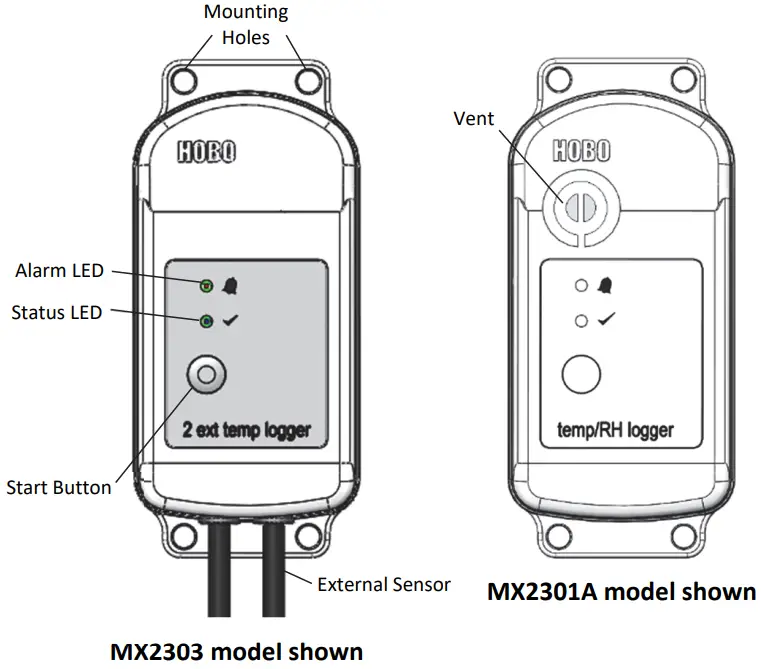 HOBO MX2300 External Temperature RH Sensor Data Logger - Components and Operation