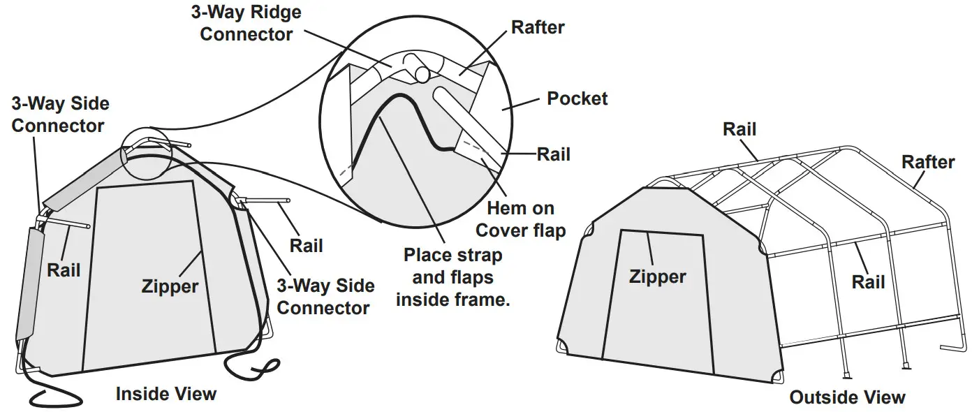 COVERPRO 59699-UPC 10 FT Portable Garage 3 Part Kit - Cover 5