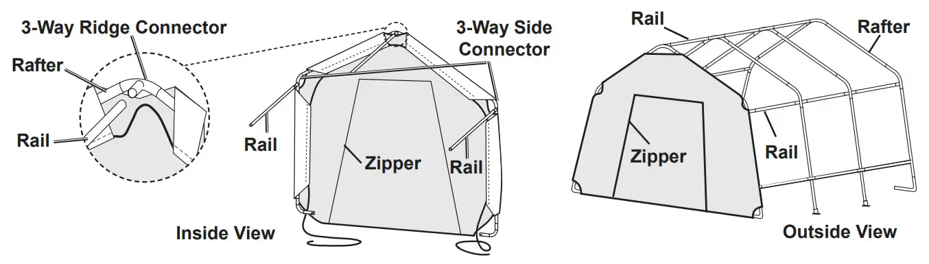 COVERPRO 59699-UPC 10 FT Portable Garage 3 Part Kit - Ratchet 1
