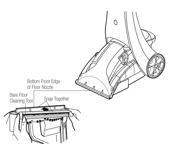 Bissell 1699, 8905 Series ProHeat ClearView - Attach the Bare Floor Tool