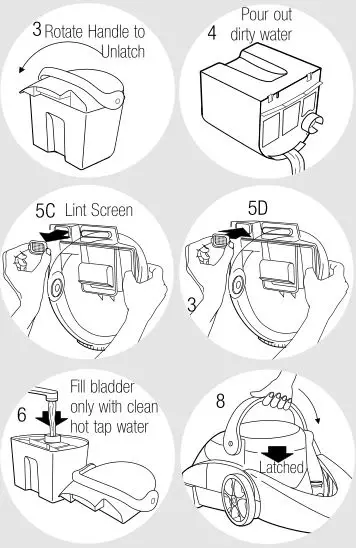 Bissell 1699, 8905 Series ProHeat ClearView - When It’s Time to Empty Tank-in-Tank