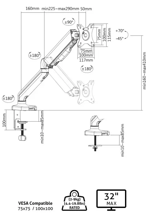 audizio MAD10G Single Monitor Arm-7