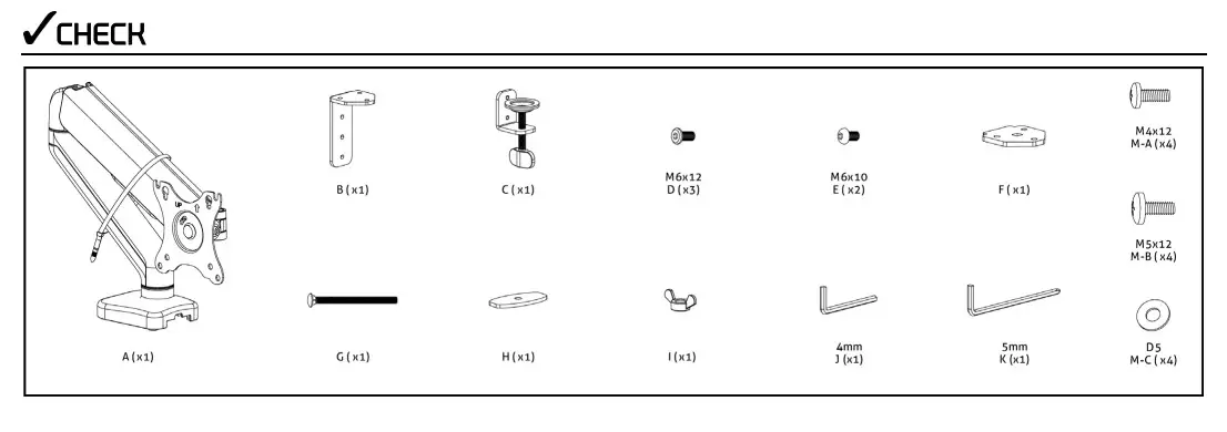 audizio MAD10G Single Monitor Arm-CHECK