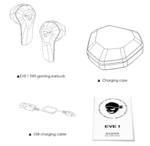 GAMODIO EVE 1 TWS Gaming Earbuds-Package Contents