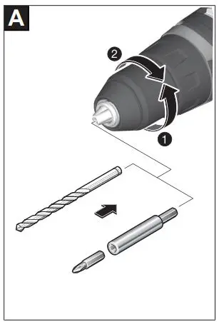 BOSCH 06019H5203 18V-55 GSR GSB Professional Cordless Drill Instructions - Changing the tool