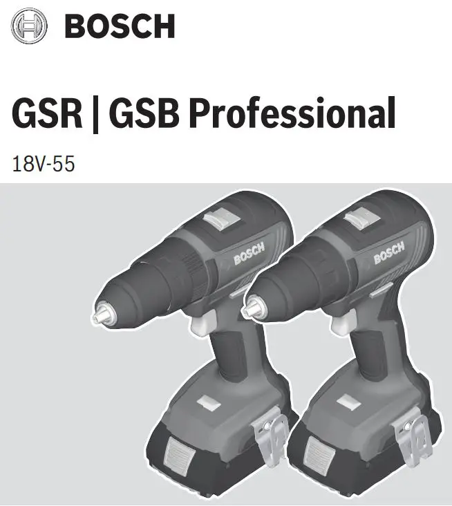 BOSCH 06019H5203 18V-55 GSR GSB Professional Cordless Drill Instructions