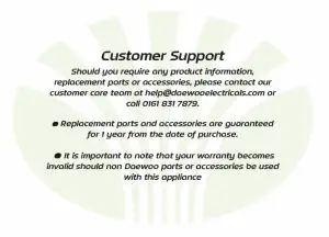 DAEWOO Tornado Freedom Pro Vacuum Cleaner - coustomer support