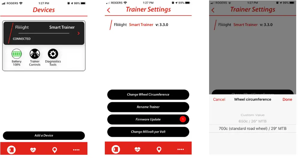 4iiii iOS App- Wheel Size