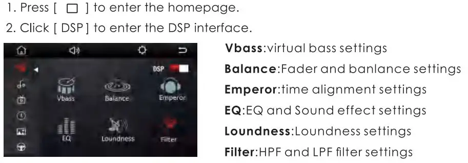 Nakamichi NAM1712 7 Inch 2-Din AV Receiver User Manual - DSP Setting