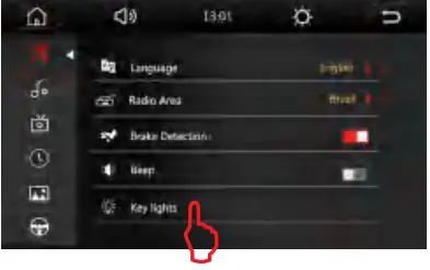 Nakamichi NAM1712 7 Inch 2-Din AV Receiver User Manual - Key Lights Settings